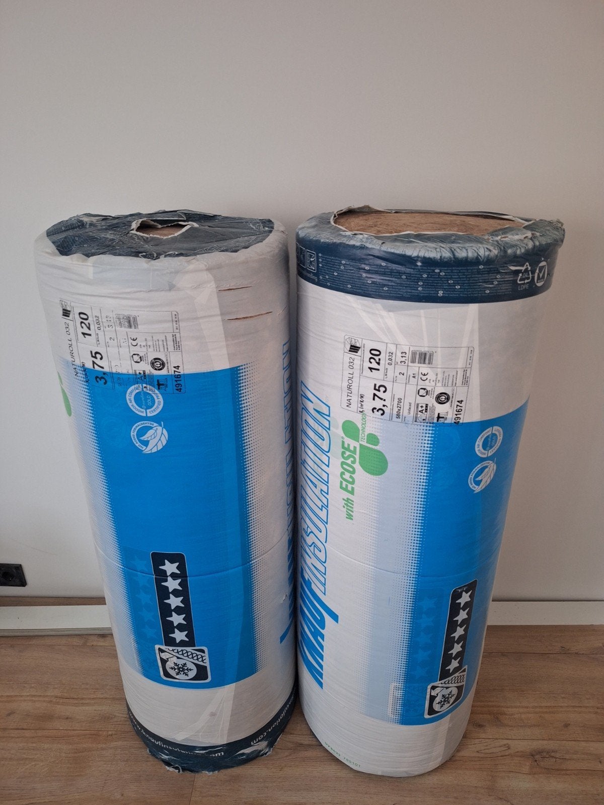 Knauf Naturoll 032 Glaswol Isolatie - 2 rollen (120mm dik), Ophalen, Nieuw, 5 tot 10 m², Glaswol