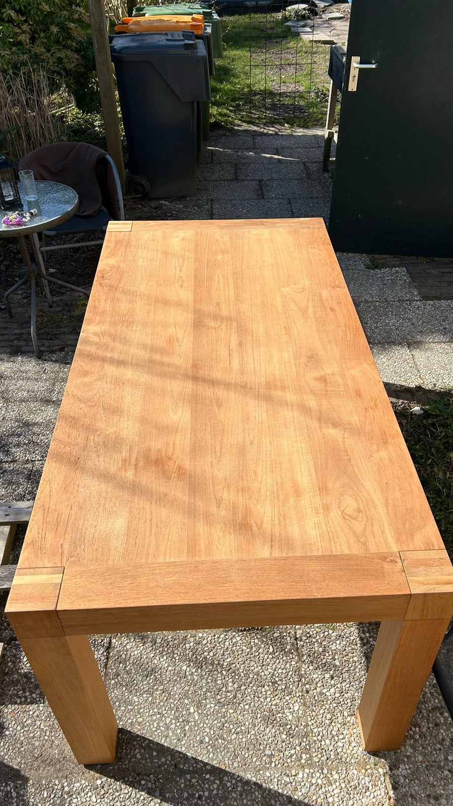 Massief Teakhouten eettafel en tv meubel, Ophalen, Gebruikt, Teakhout, 50 tot 100 cm
