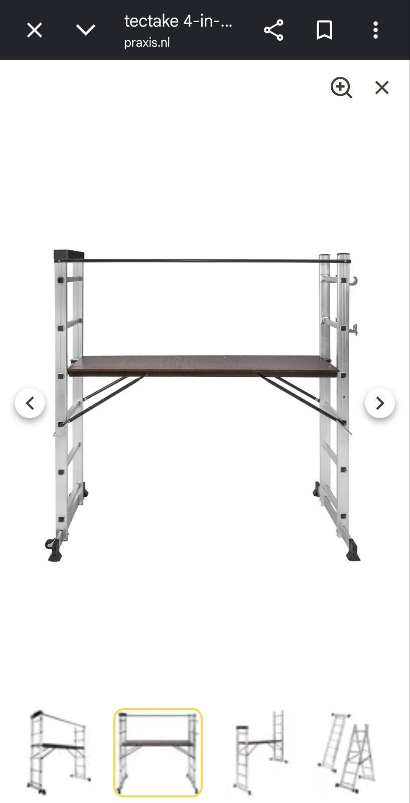 tectake 4-in-1 Multifunctionele Ladder - Rolsteiger met Plat, Ophalen