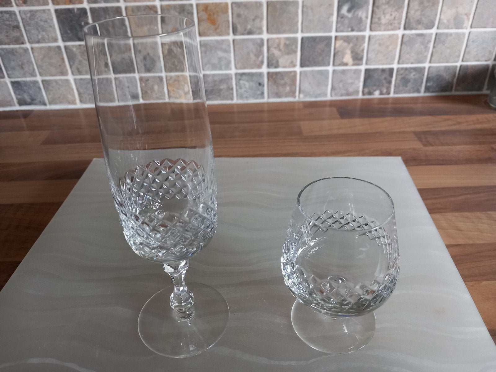 Set van kristallen glazen: champagne en cognac, Ophalen of Verzenden