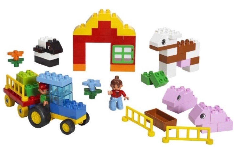 Lego Duplo Dieren, Piraten & Pepa Big, in groen opberg bak!, Verzenden, Zo goed als nieuw, Inclusief doos, Duplo