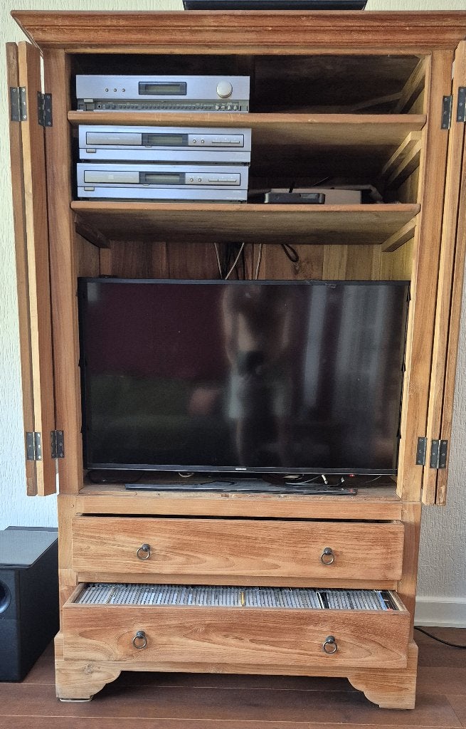 TV-kast Teakhout, Huis en Inrichting, Ophalen, Gebruikt, 100 tot 150 cm, Teakhout