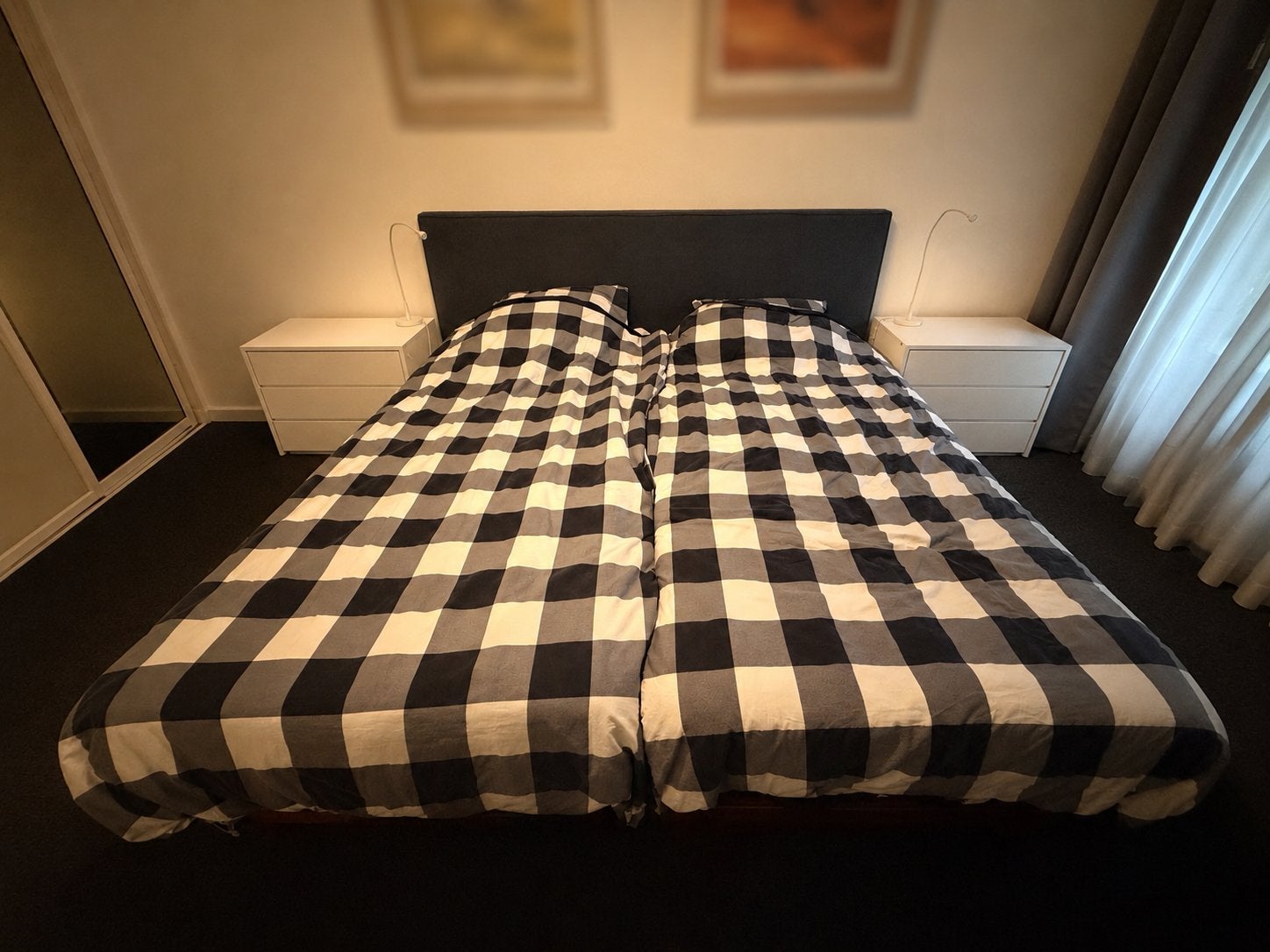 Tweepersoonsbed met elektrisch verstelbare Eastborn bodems, Ophalen, Blauw, Tweepersoons, Overige maten
