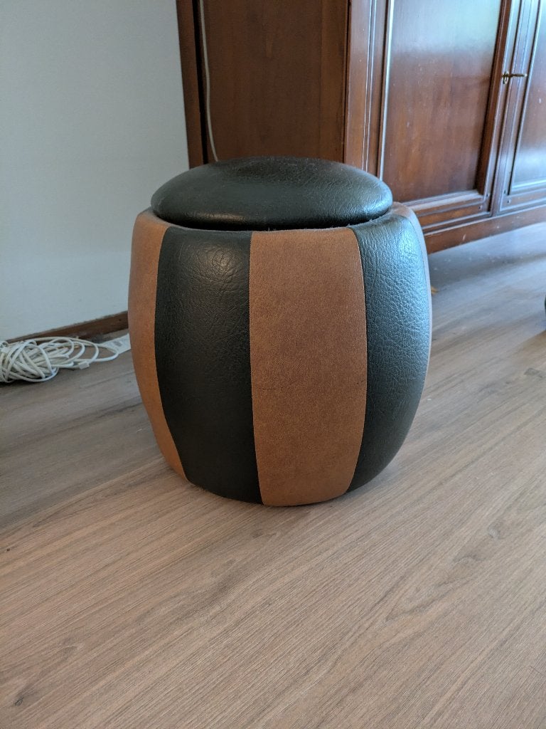 Vintage poef met opbergruimte, Ophalen, Vintage, Meerkleurig, Zo goed als nieuw