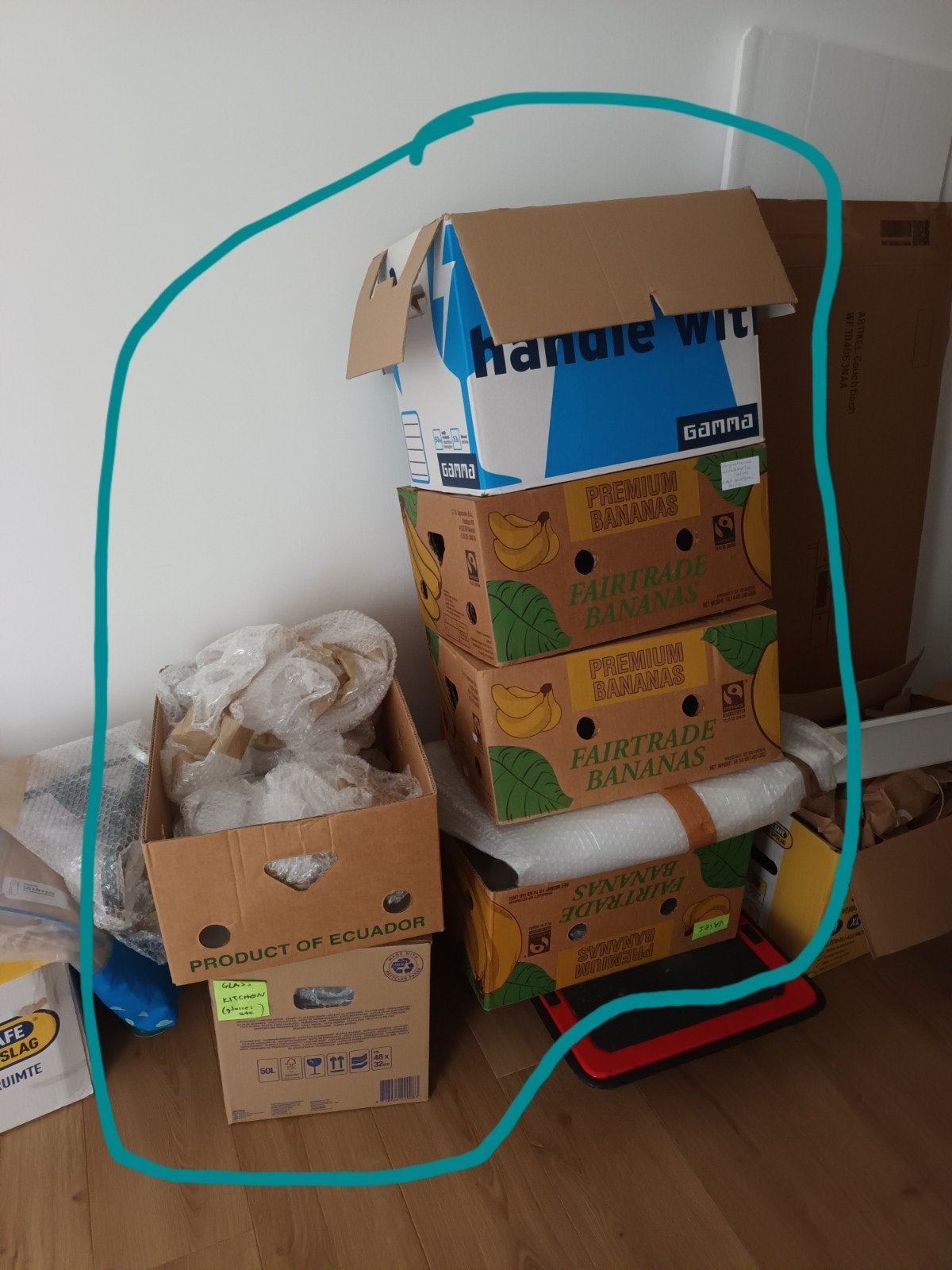 Verhuisdozen, noppenfolie, Ophalen, Doos, 40 tot 60 cm, 50 tot 75 cm