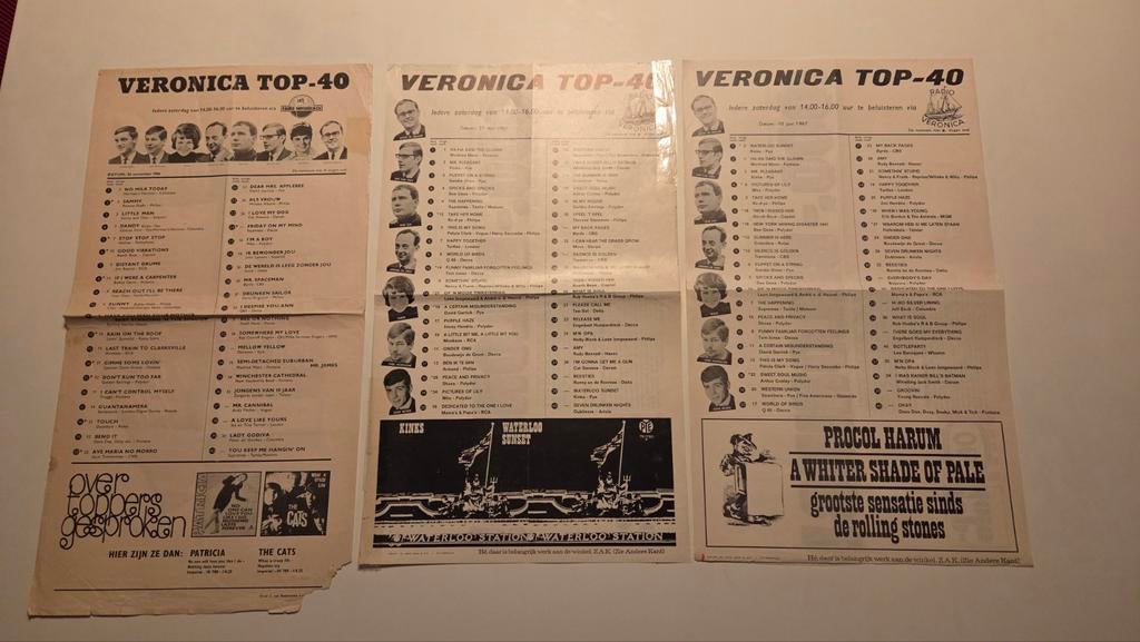 8x Radio Veronica Top 40 exemplaren uit 1966-1967-1968 +1969, Verzamelen, Verzenden, 1960 tot 1980, Nederland, Tijdschrift