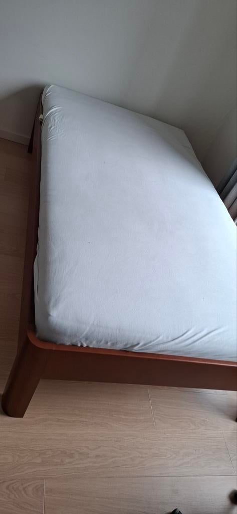 Twijfelaarbed 120 x 220 cognac-kleurig, Huis en Inrichting, Slaapkamer | Bedden, Ophalen, Zo goed als nieuw, Twijfelaar, 120 cm