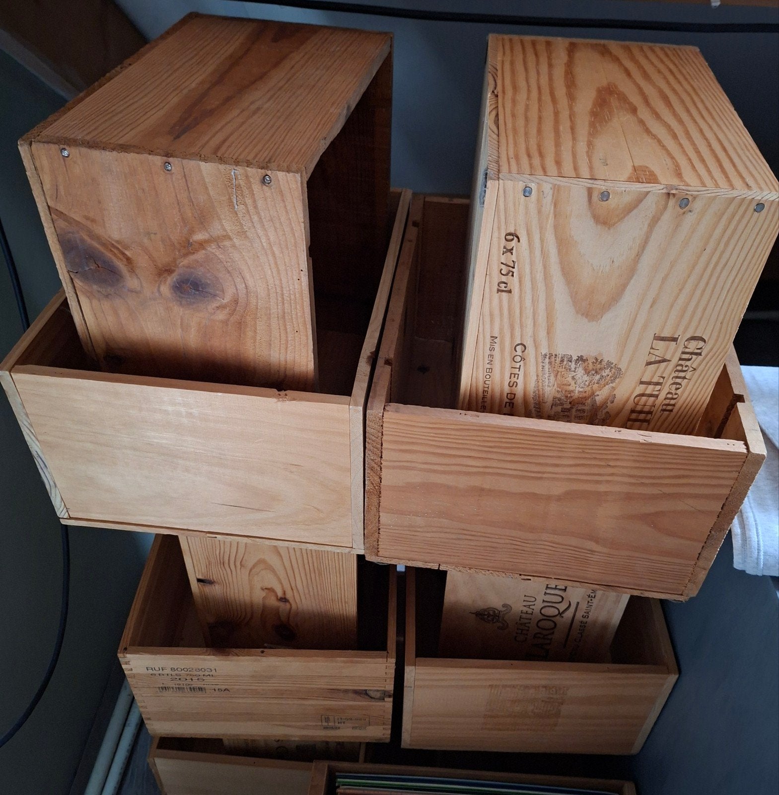 Lege houten wijnkistjes (6 flessen) zonder deksel, Ophalen, Gebruikt, Overige houtsoorten, Minder dan 50 cm