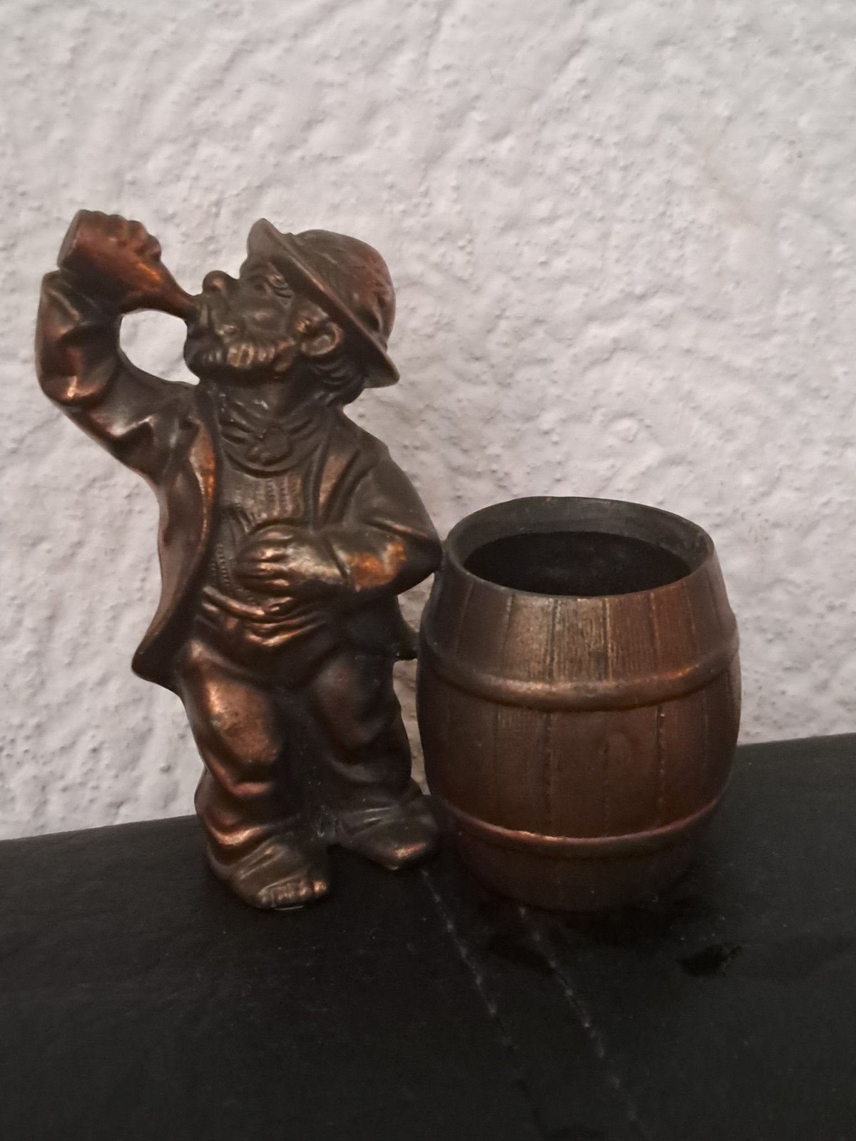 Vintage messing/bronzen zwerver met vat - pilsnergubbe, Ophalen of Verzenden