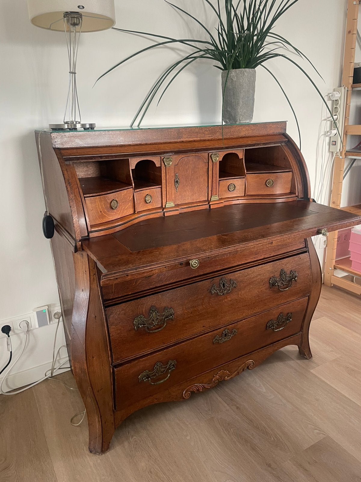 Antiek franse eikenhouten secretaire, Ophalen, Gebruikt