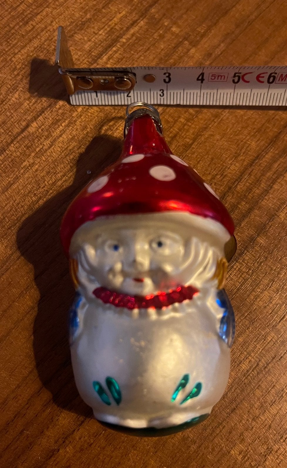 Vintage Glazen Kerstbal – Kabouter met Vliegenzwamhoed ‘60), Ophalen, Gebruikt