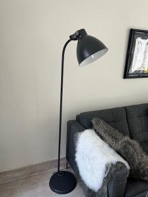 Staande grijze stalen vloer/booglamp, Huis en Inrichting, Lampen | Vloerlampen, Ophalen, Metaal, 150 tot 200 cm