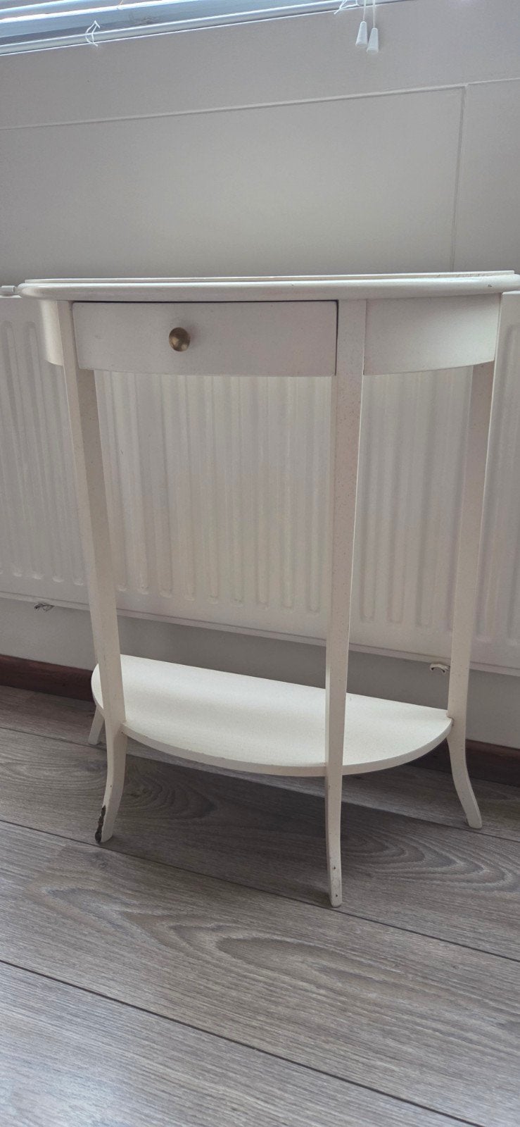 Halfronde sidetable met lade en plank - Crème, Ophalen, Gebruikt, 50 tot 100 cm, Klassiek