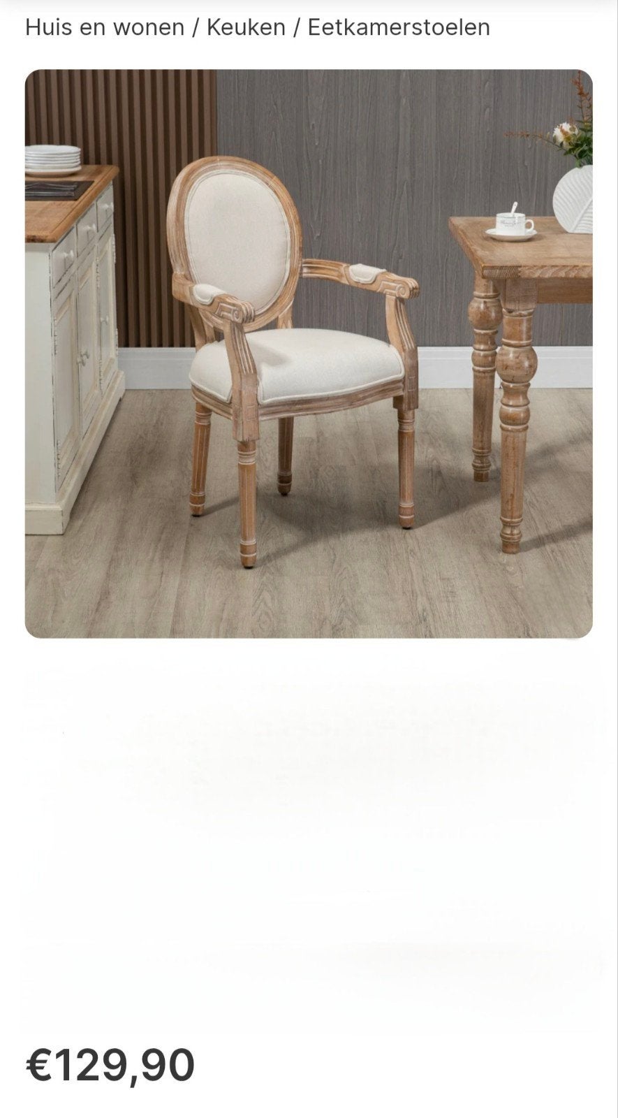 Elegante stoel met armleuningen - Hout en stof, Huis en Inrichting, Stoelen, Ophalen