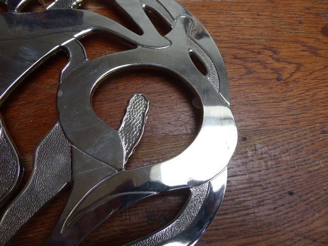 Verzilverde onderzetter in art deco stijl, Ophalen of Verzenden