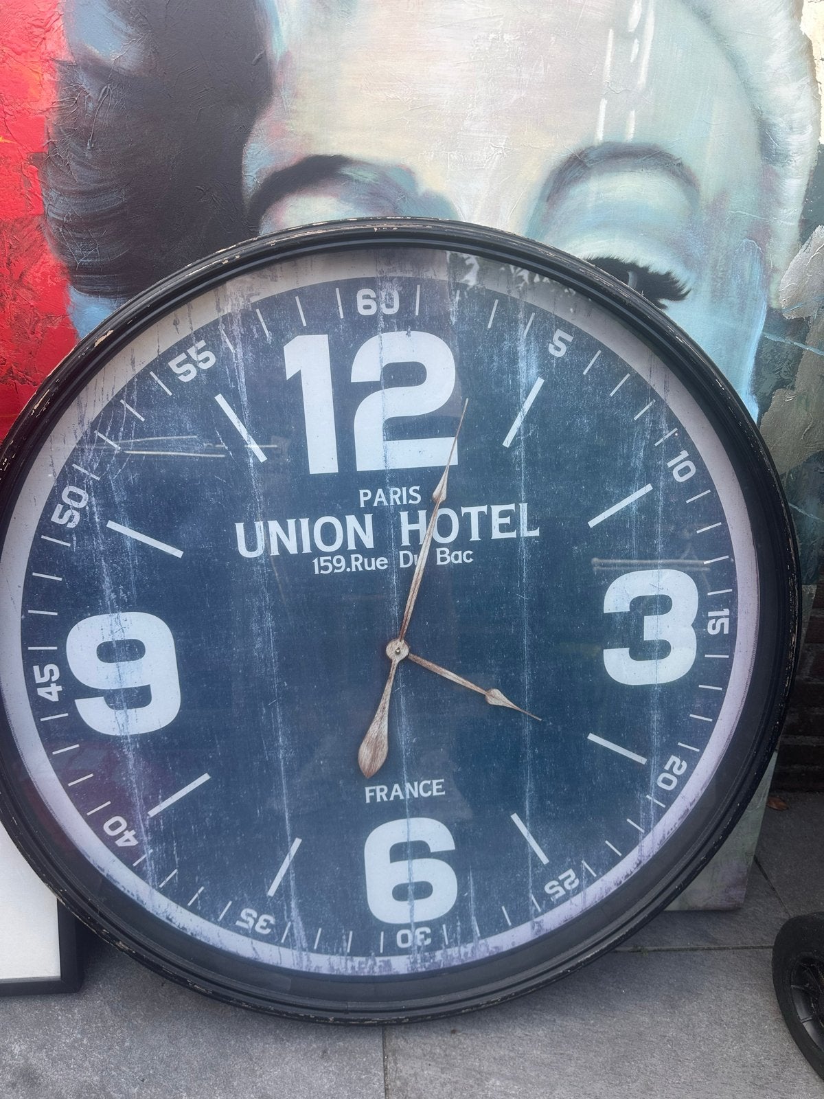 Grote vintage wandklok 'Union Hotel Paris', Ophalen