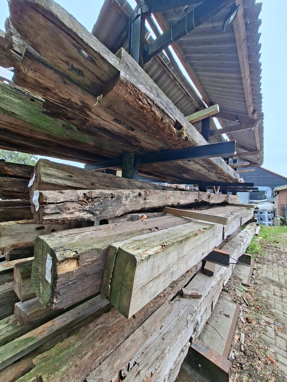 Oude doorleefde eiken balken en gebintdelen, Ophalen, Gebruikt, 250 cm of meer, Balken