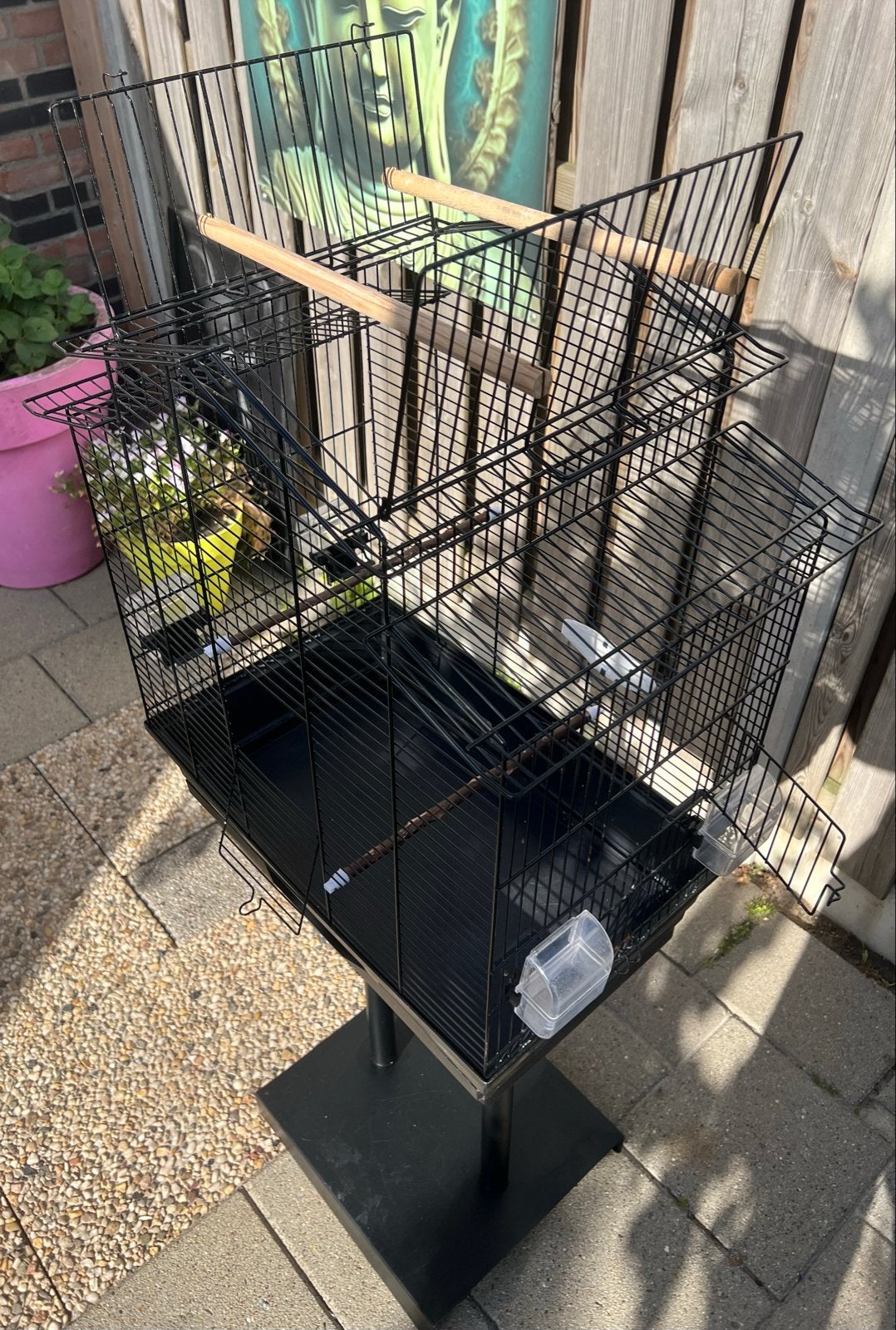 Nette Vogelkooi met Open Top & Beeztees Standaard, Ophalen, Zo goed als nieuw, Metaal, Vogelkooi
