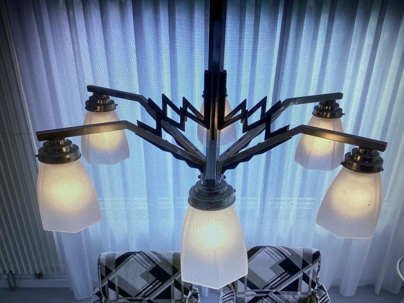 ART DECO PLAFONDLAMP HANGLAMP €275,00, Ophalen, Zo goed als nieuw
