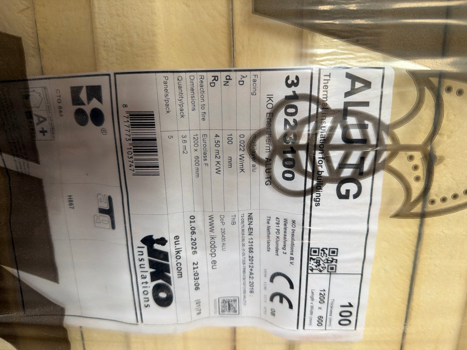 IKO Enertherm ALU TG isolatieplaten 100 mm, Ophalen, Nieuw, Hardschuim (Pir), Minder dan 5 m²