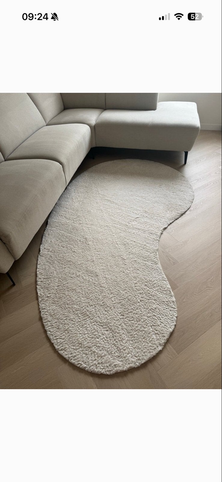 Kwantum Organisch Off-white Hoogpolig Vloerkleed 140x240, Ophalen, Gebruikt, 100 tot 150 cm, 200 cm of meer