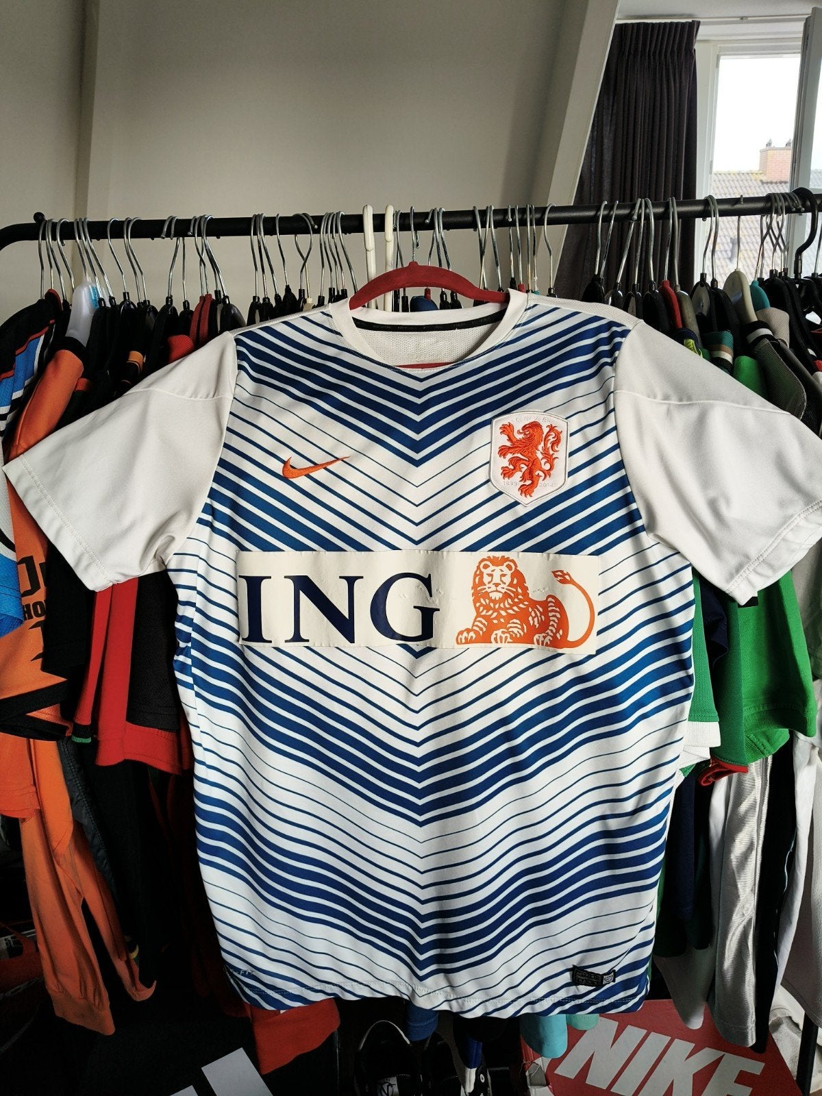 (Heren L) Nike Dri-Fit KNVB Nederland 2014 Training S4 HSE, Sport en Fitness, Maat L, Ophalen of Verzenden, Gebruikt, Shirt