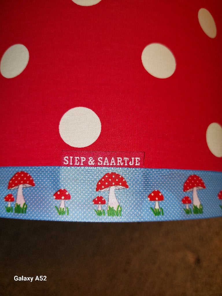 Siep en Saartje lampenkap rood met witte stippen kinderkamer, Rond, Zo goed als nieuw, Textiel, Rood