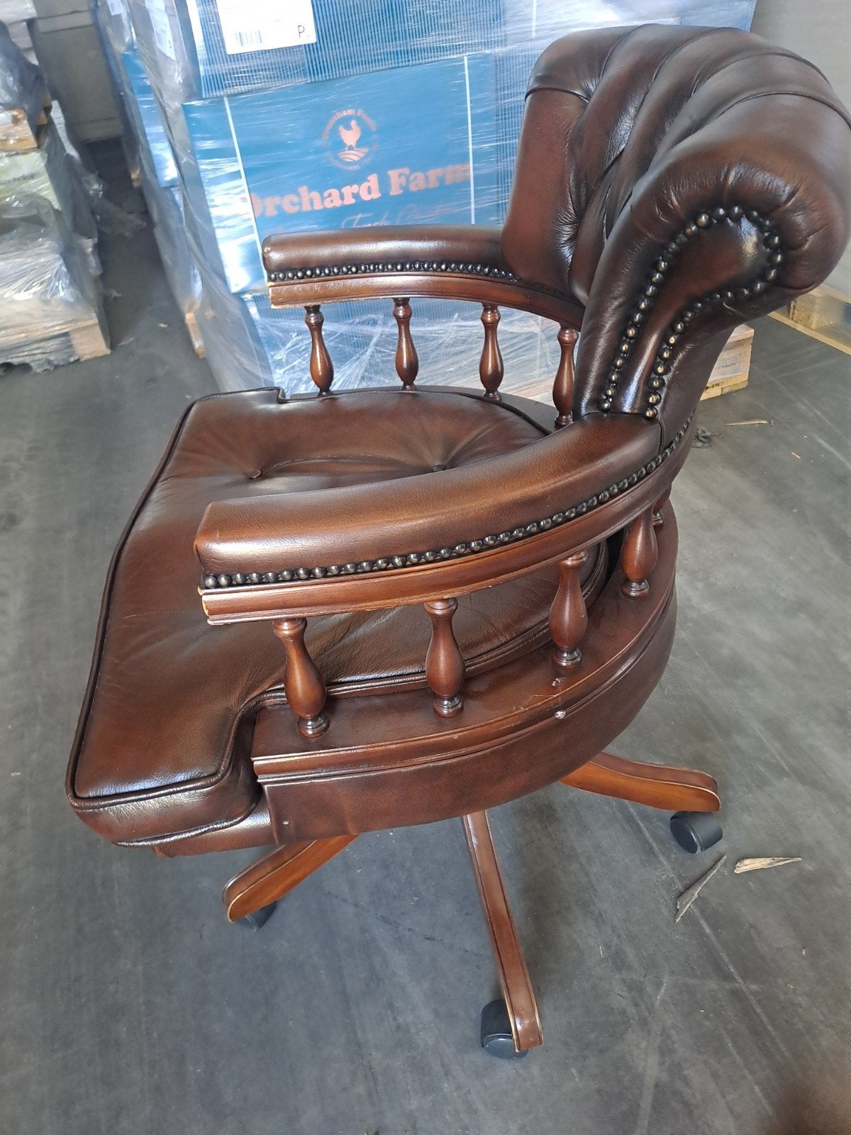 Luxe Bruin Leren Bureaustoel - Klassiek Design, Ophalen of Verzenden, Zo goed als nieuw, Bruin, Bureaustoel