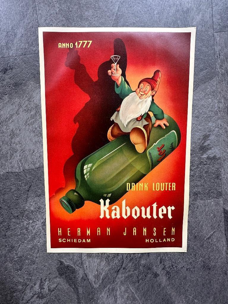 Schitterende DRINK LOUTER KABOUTER poster. 45 x 30 cm., Ophalen of Verzenden, Gebruikt, Overige typen
