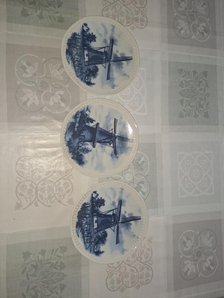 Set van 3 Delfs Blauw handgedecoreerde wandborden, Ophalen