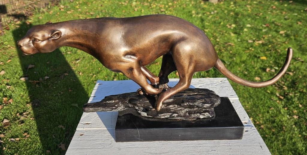 JACHTLUIPAARD / BRONZEN BEELD / cheetah / JAGUAR, Ophalen of Verzenden, Opgezet dier
