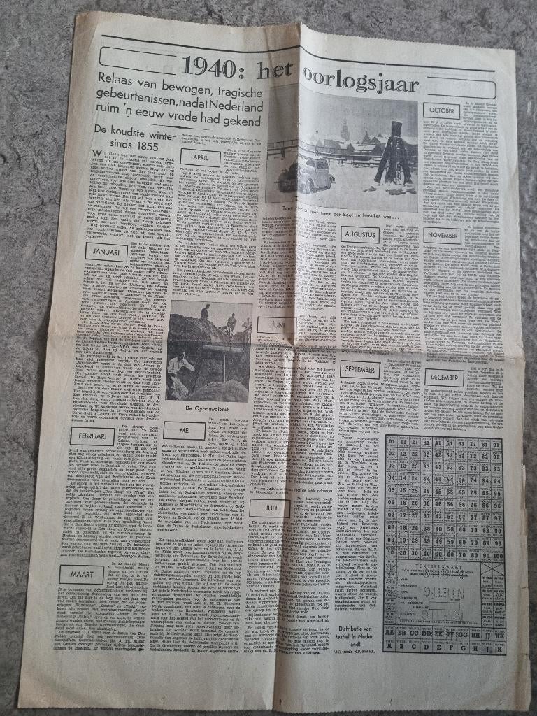 Jaaroverzicht oorlogsjaar 1940 (krant 31 december 1940), Verzamelen, Ophalen of Verzenden, 1920 tot 1940, Knipsel(s)