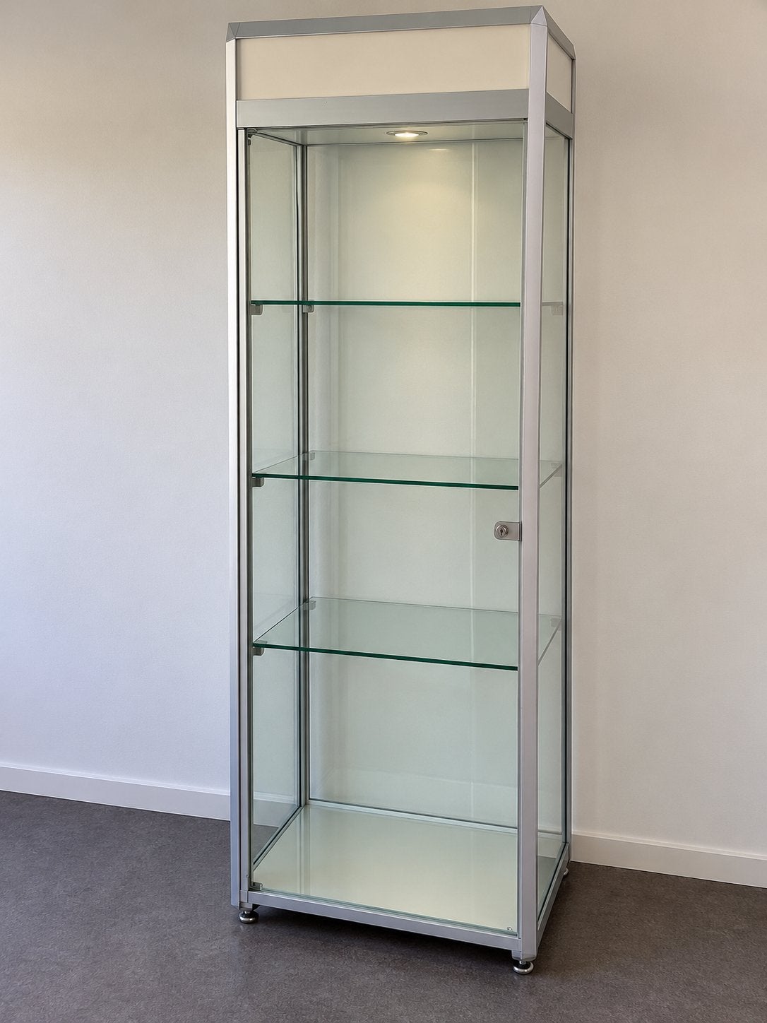 Glazen Vitrinekast met Verlichting en Aluminium Frame, 150 tot 200 cm, 25 tot 50 cm, Met deur(en), 50 tot 100 cm