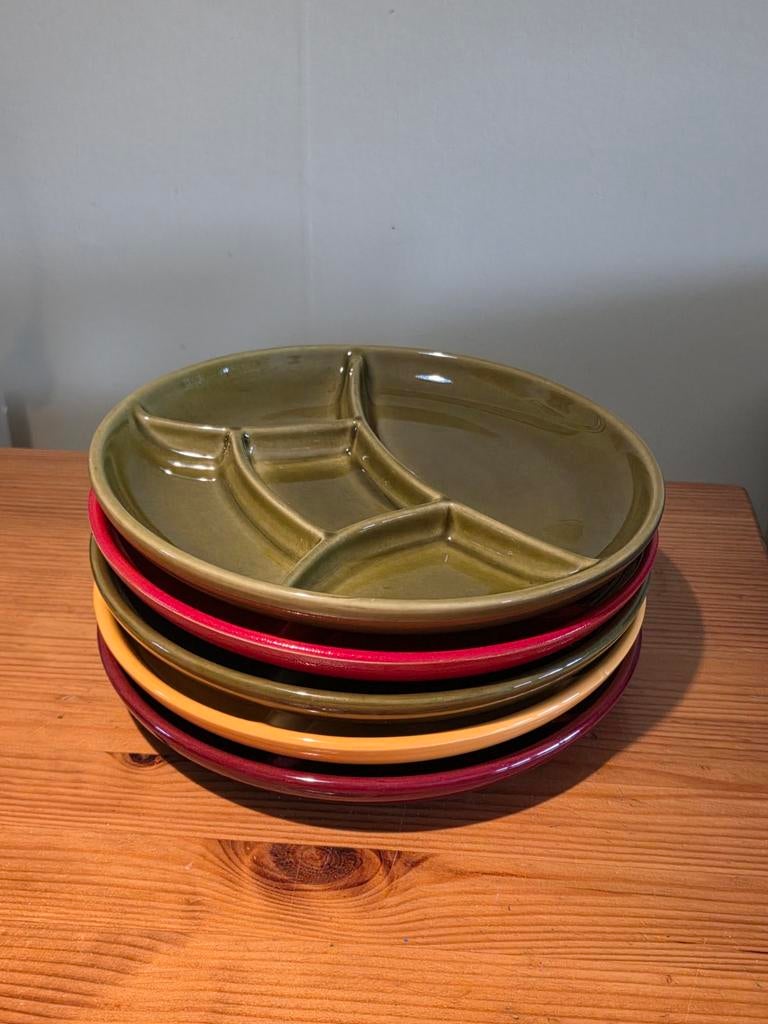 Vintage snack / tapas schalen met vakjes, Antiek en Kunst, Ophalen of Verzenden