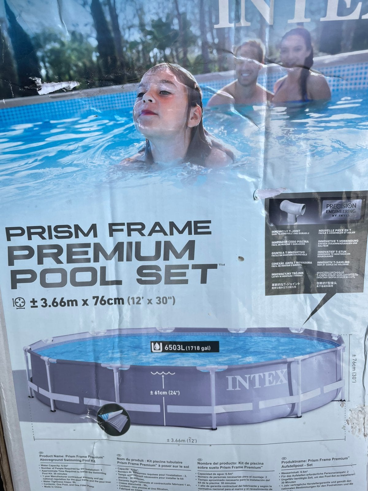 Compleet Intex zwembad 3.66 meter doorsnede, Ophalen, Minder dan 80 cm, Rond, 300 cm of meer