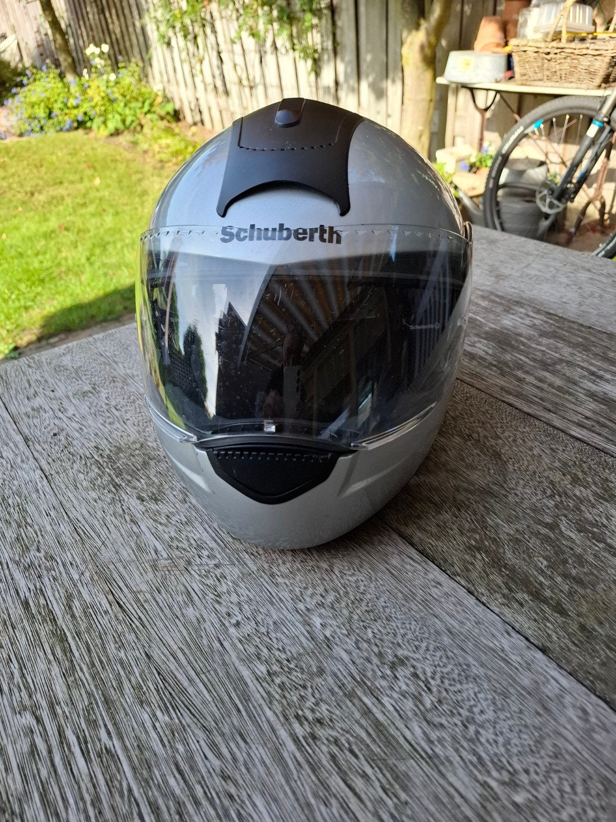 Schuberth systeemhelm - Zilverkleurig,maat :59/L/7,3/8kleuri, Motoren, Ophalen of Verzenden, Tweedehands, Systeemhelm, Heren