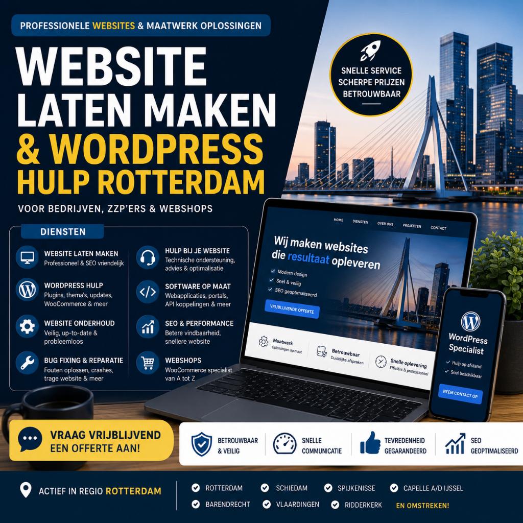 Website Laten Maken & WordPress Hulp Rotterdam, Vacatures, Vacatures | Overige Vacatures, MBO, Starter, Vast contract, Geschikt als bijbaan