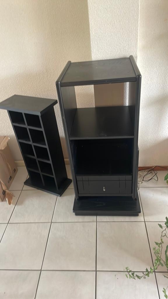 Zwart stereomeubel met lade - nog keurig, Ophalen, Minder dan 50 cm, Zo goed als nieuw, Minder dan 100 cm