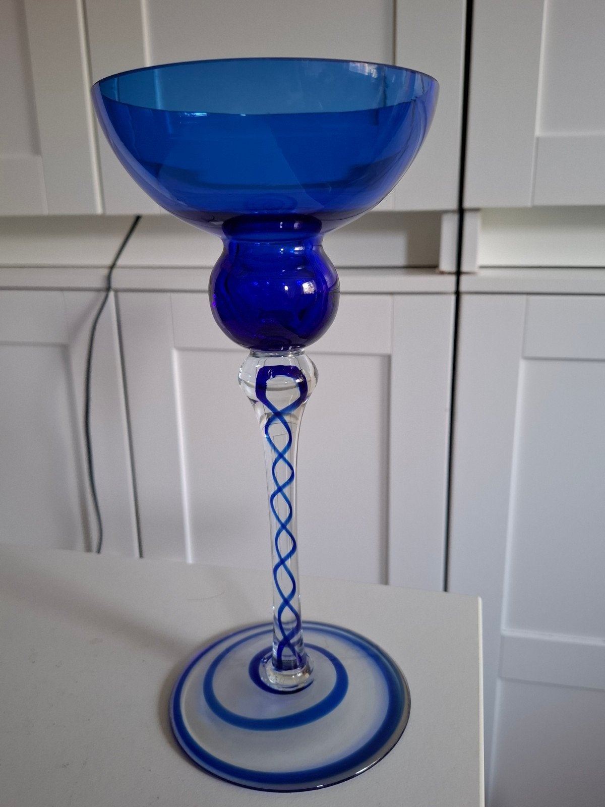 Blauwe vintage glazen schaal, Antiek en Kunst, Antiek | Glas en Kristal, Ophalen of Verzenden