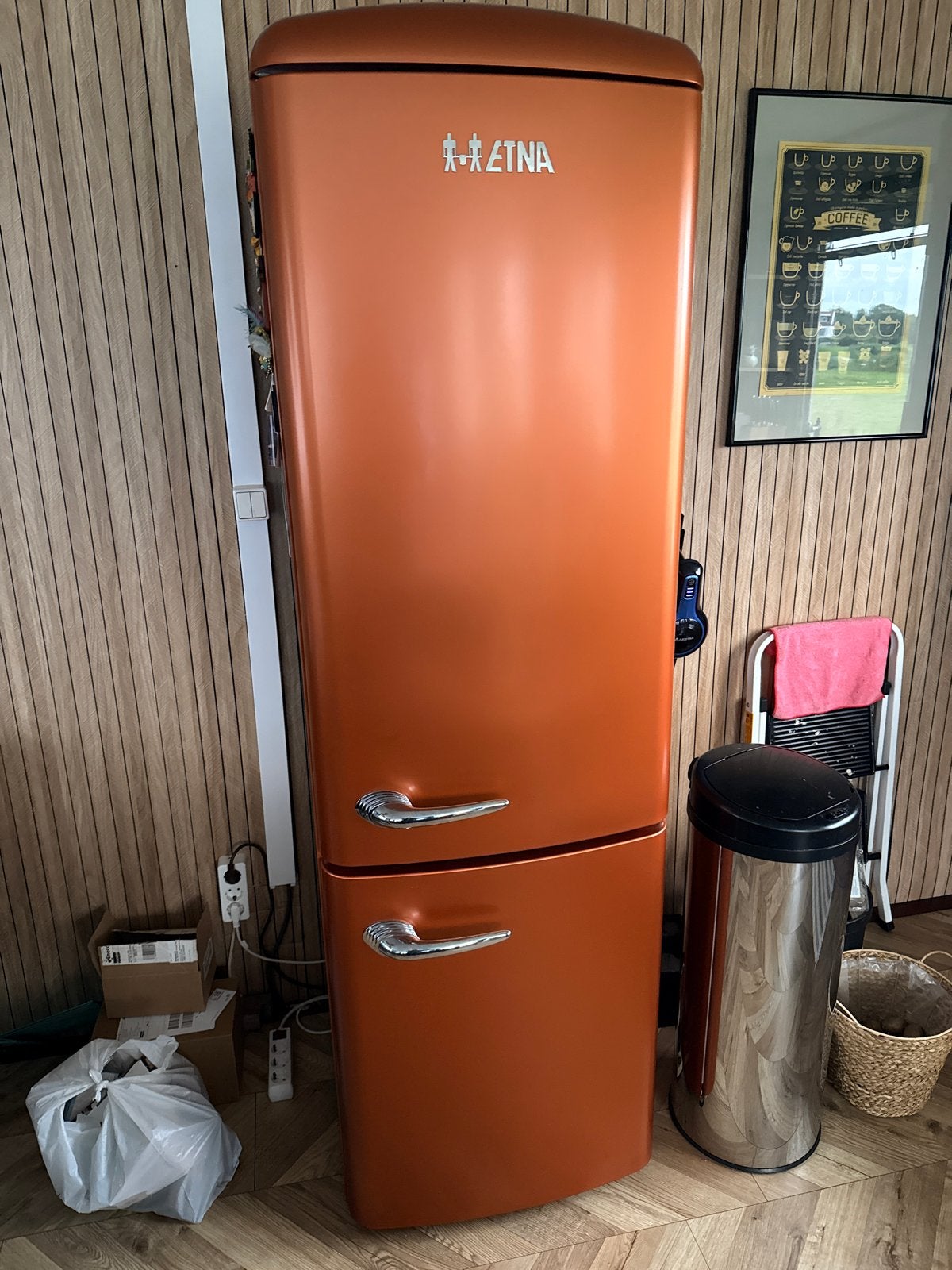 Etna Retro Koel/Vries Combinatie - Oranje, Witgoed en Apparatuur, Koelkasten en IJskasten, Ophalen, Gebruikt, 200 liter of meer