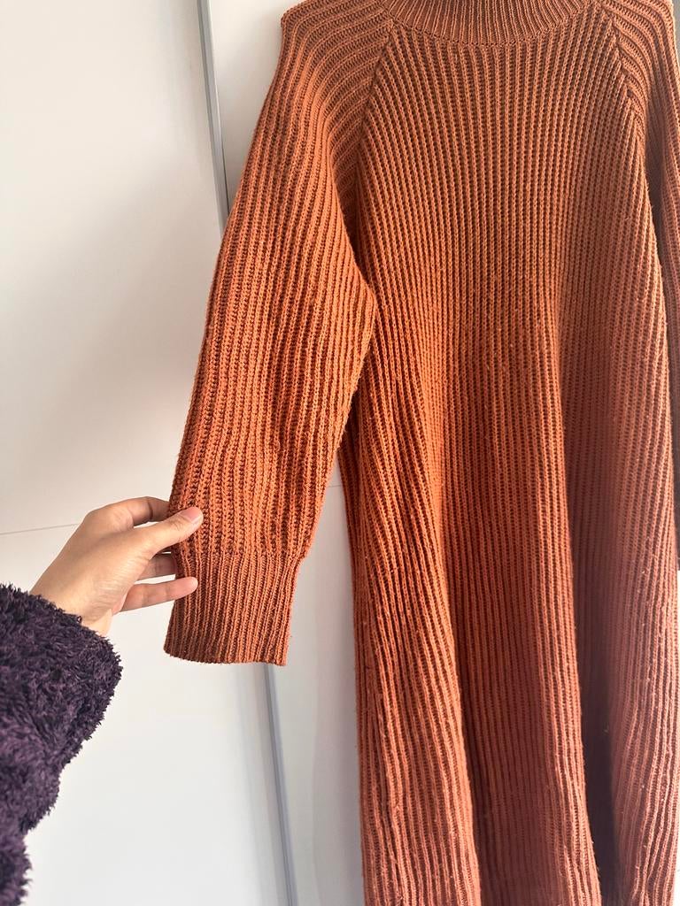 Gebreide coltrui jurk - Terracotta, Maat 38/40 (M), Bruin, Ophalen of Verzenden, Zo goed als nieuw