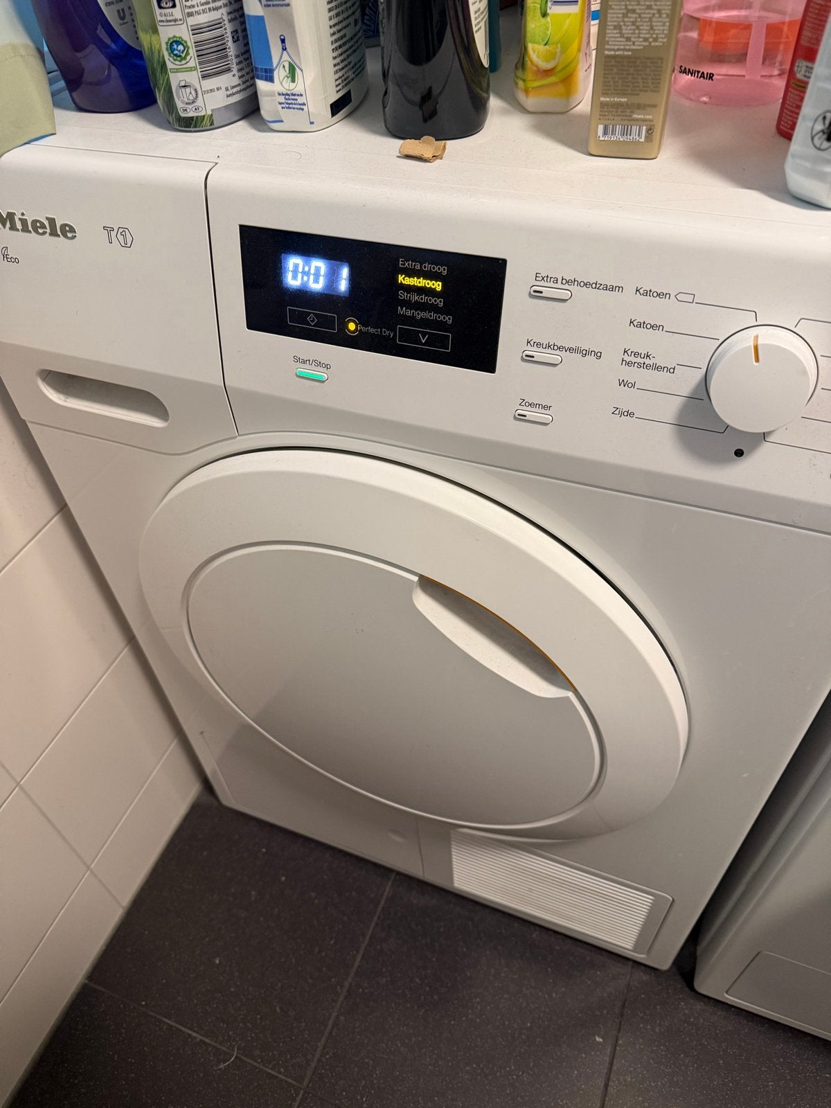 Miele W1 Wasmachine en T1 Droger Set, Ophalen, 8 tot 10 kg, Zo goed als nieuw, Voorlader