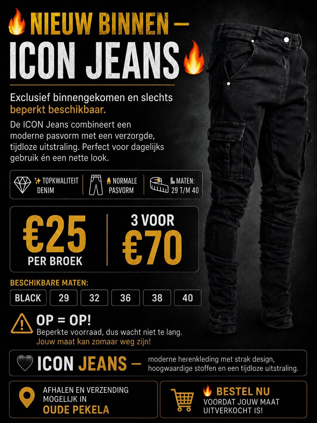 Icon jeans, Kleding | Heren, Spijkerbroeken en Jeans, Ophalen of Verzenden, Nieuw, Blauw