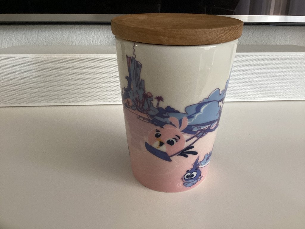 Arabia Finland Angry Birds voorraadpot met houten deksel, Ophalen, Arabia, Overige typen, Nieuw