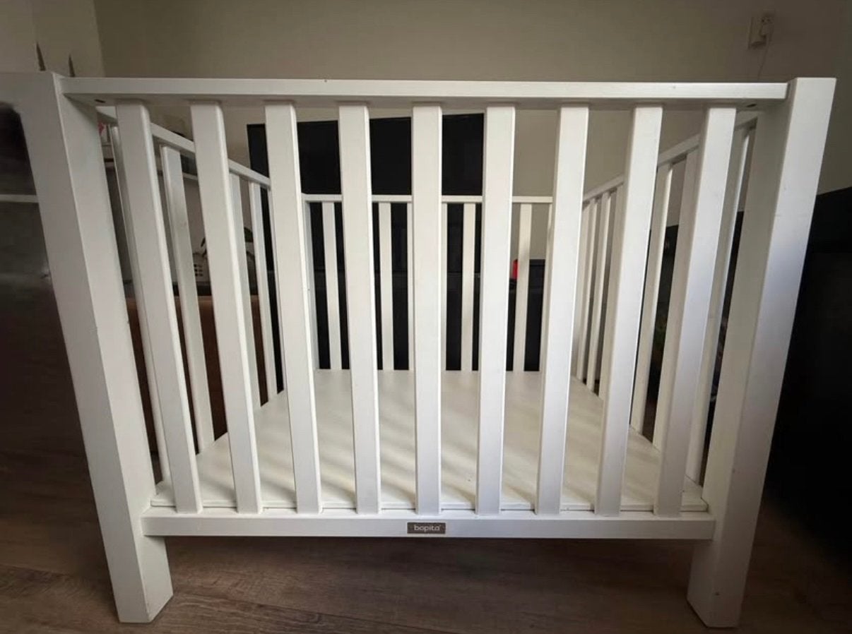 Bopita box wit met ABZ boxMatras, Kinderen en Baby's, Ophalen, Zo goed als nieuw, Rechthoekig, In hoogte verstelbaar