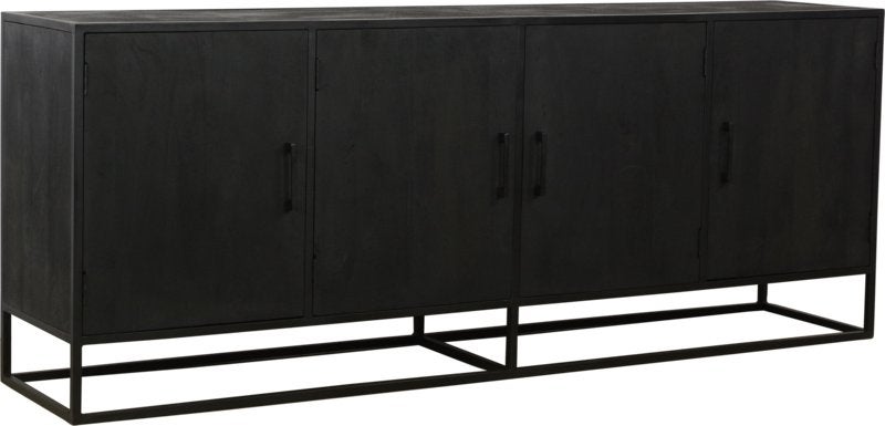 Dressoir Bob 220cm massief mango zwart metaal, Huis en Inrichting, Kasten | Ladekasten, Overige houtsoorten, 1 of 2 laden, Nieuw