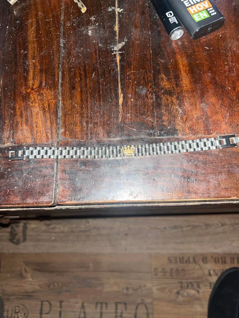 Stalen armband met kroonmotief, Ophalen of Verzenden, Gebruikt, Zilver, Staal
