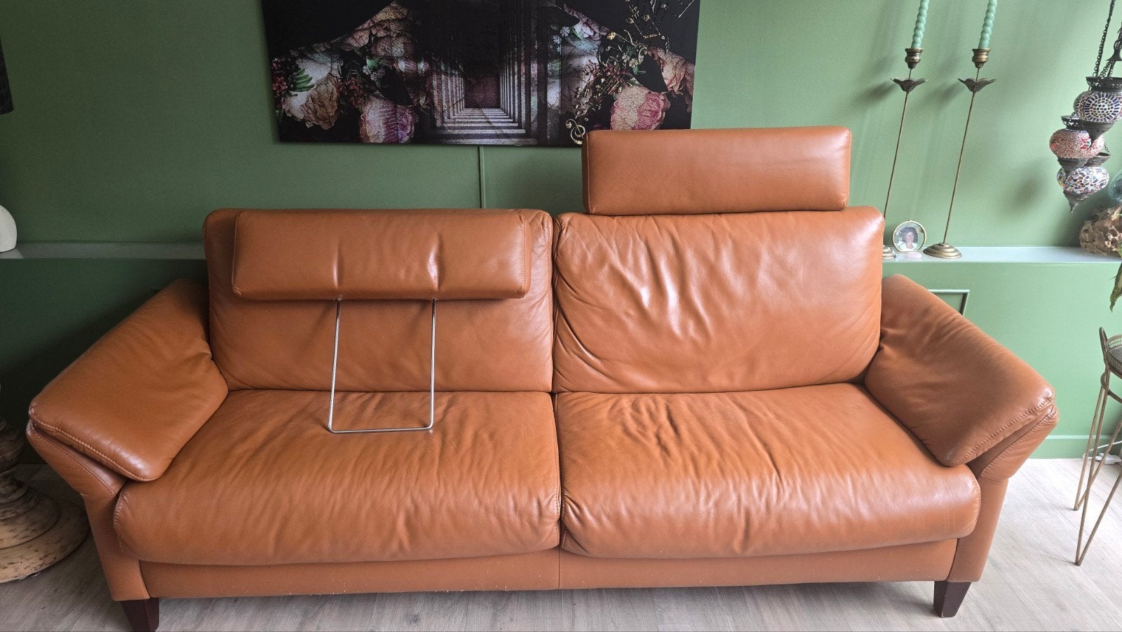 Mooie leren bank van Prominent, Ophalen, Gebruikt, 200 tot 250 cm, Leer