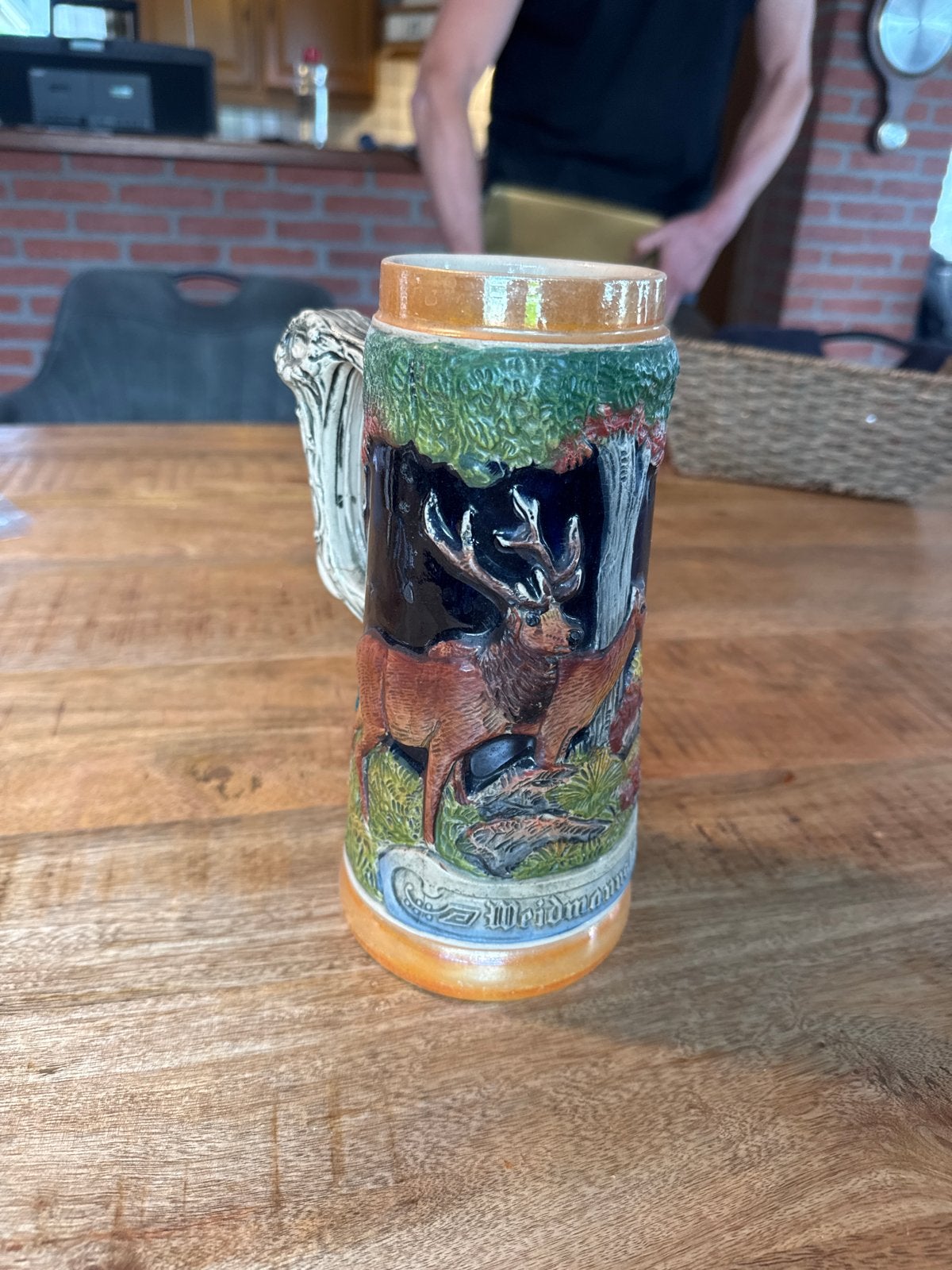 Vintage Bierpul met Hertmotief - Weidmannsheil, Antiek en Kunst, Ophalen