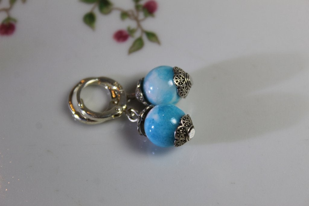 Creolen met Larimar Steen - 13mm Diameter, Overige materialen, Hangers, Blauw, Nieuw